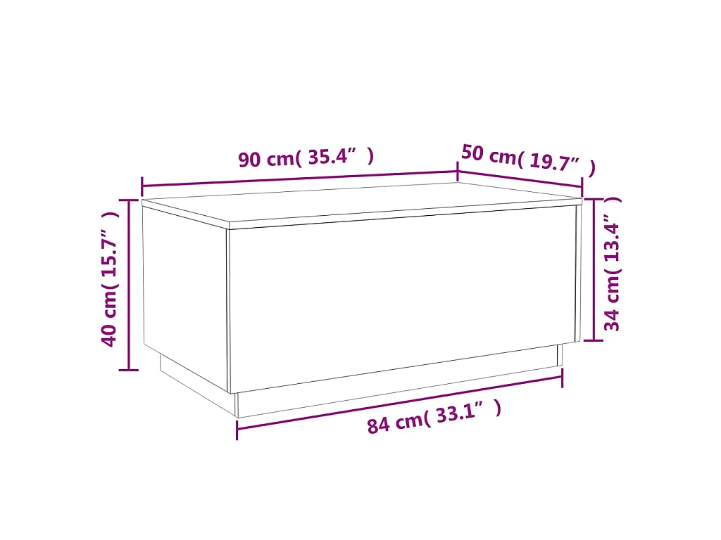 Couchtisch mit LED-Leuchten Grau Sonoma 90x50x40 cm
