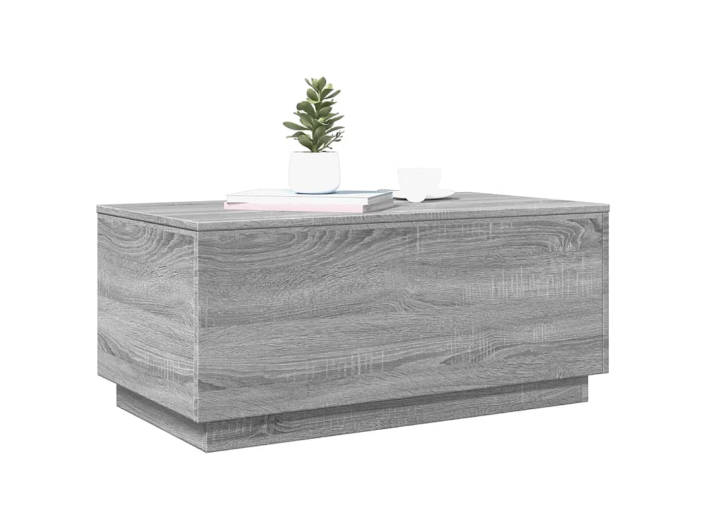 Couchtisch mit LED-Leuchten Grau Sonoma 90x50x40 cm