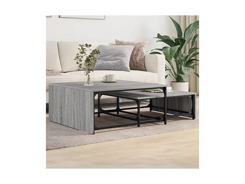 Tables basses gigognes 2pcs sonoma gris bois d'ingénierie métal