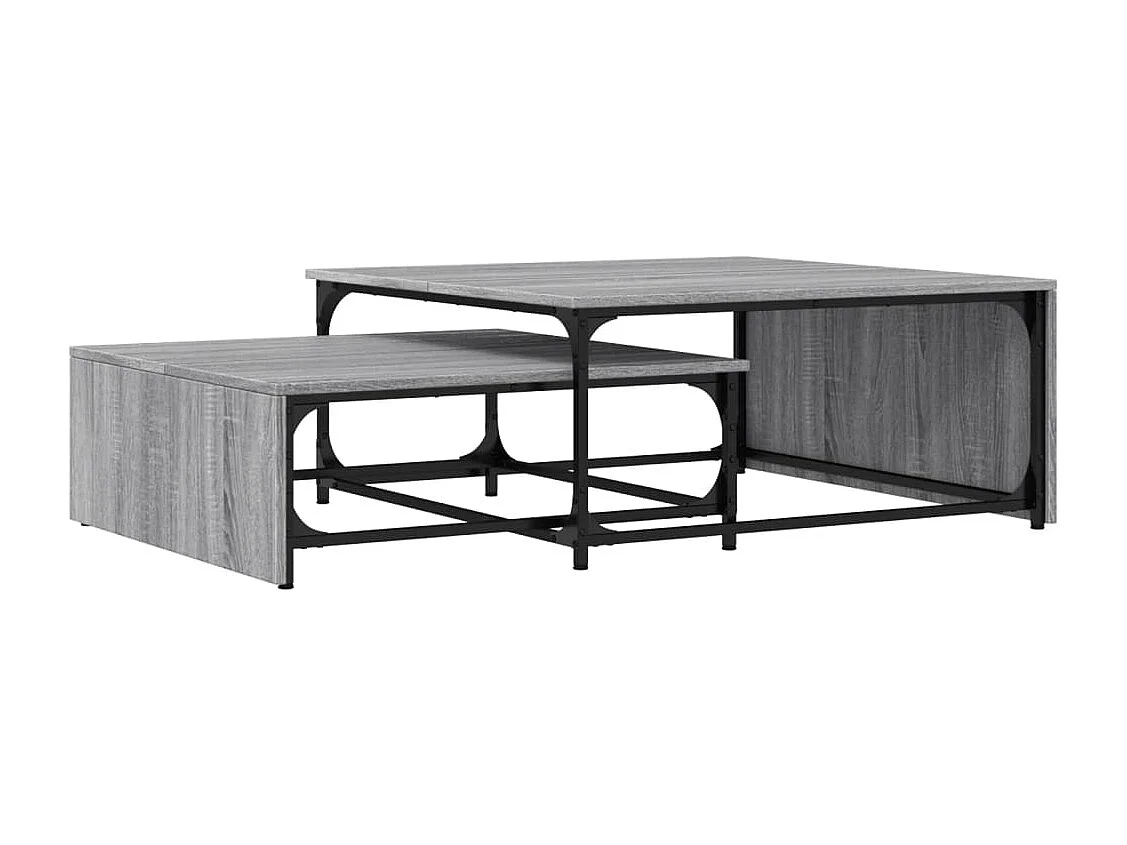 Tables basses gigognes 2pcs sonoma gris bois d'ingénierie métal