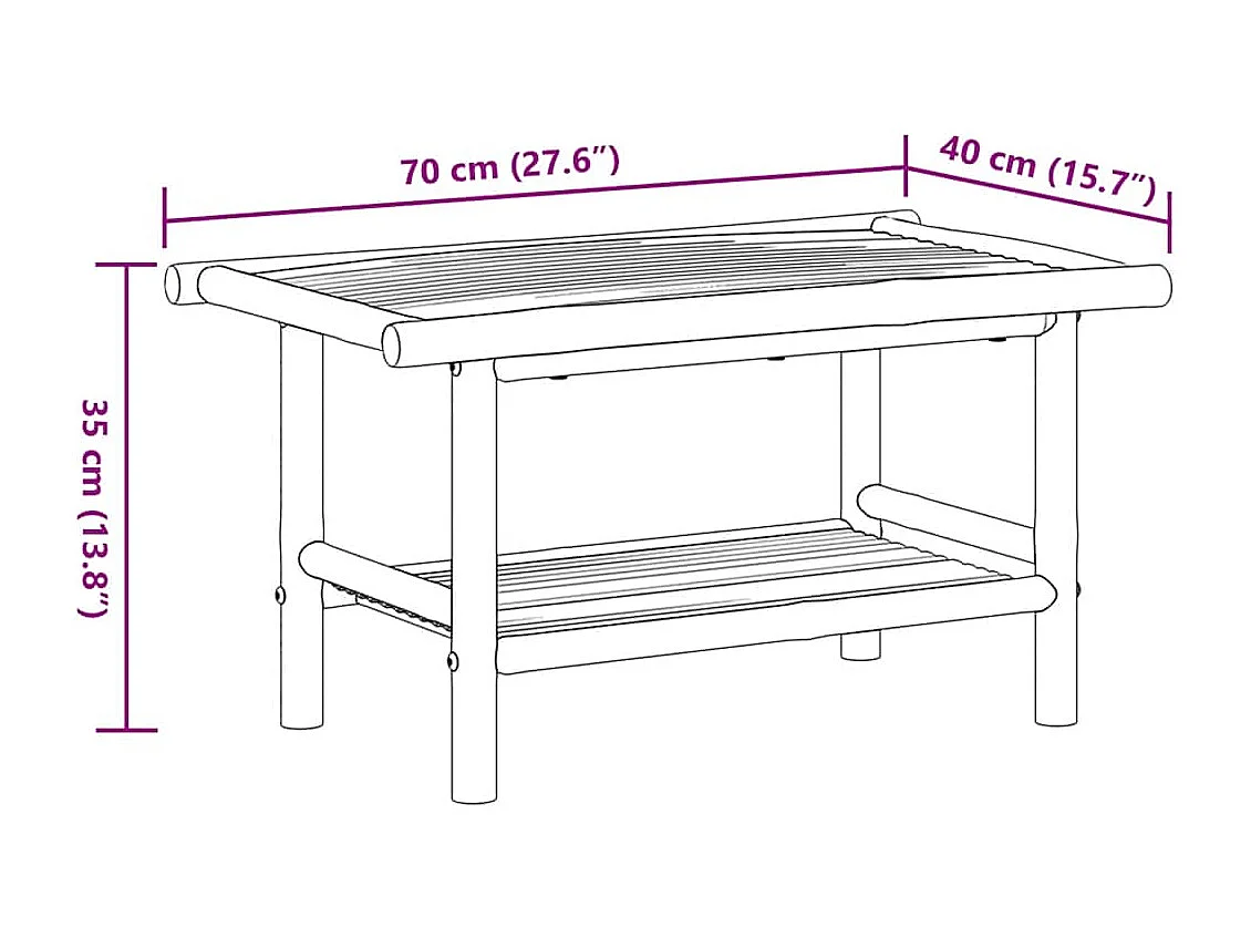 Mesa de centro 70x40x35 cm bambu
