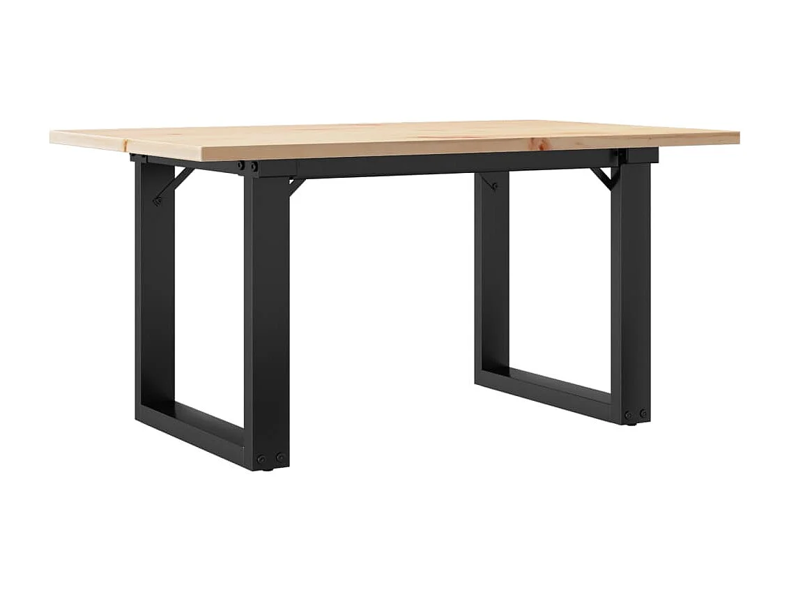 Tavolino da Salotto Telaio a O 80x50x40cm Legno Pino e Acciaio