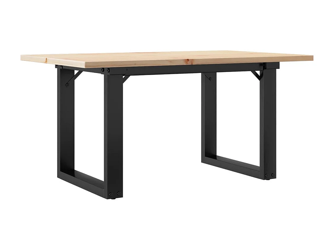 Tavolino da Salotto Telaio a O 80x50x40cm Legno Pino e Acciaio