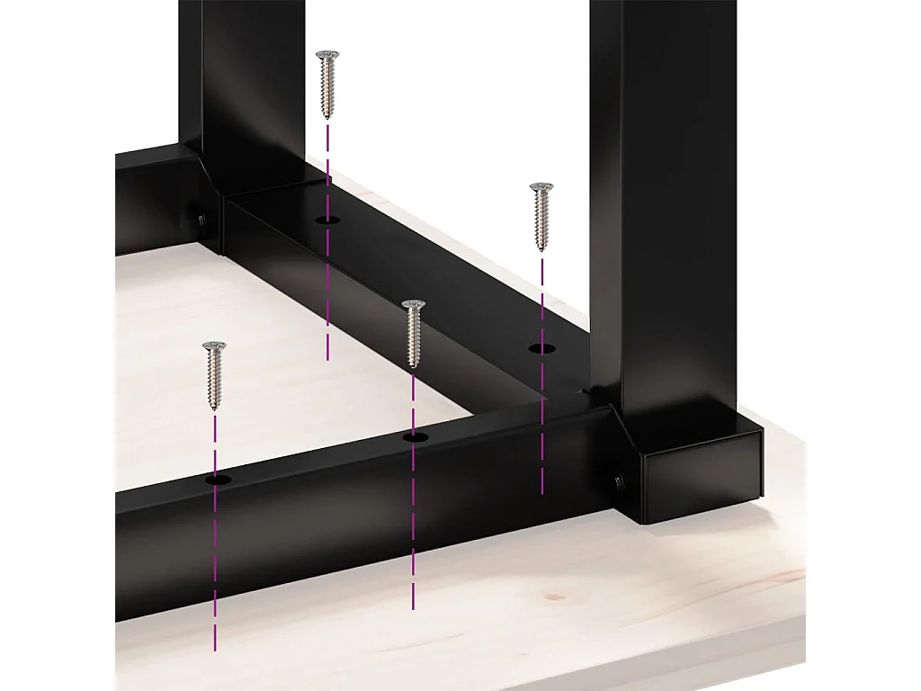 Tavolino da Salotto Telaio a O 80x50x40cm Legno Pino e Acciaio