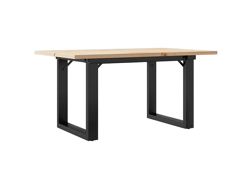 Tavolino da Salotto Telaio a O 80x50x40cm Legno Pino e Acciaio