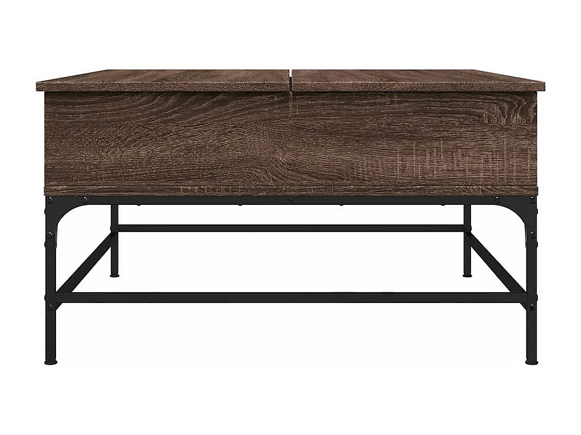 Couchtisch Braun Eichen-Optik 80x80x45 cm Holzwerkstoff Metall