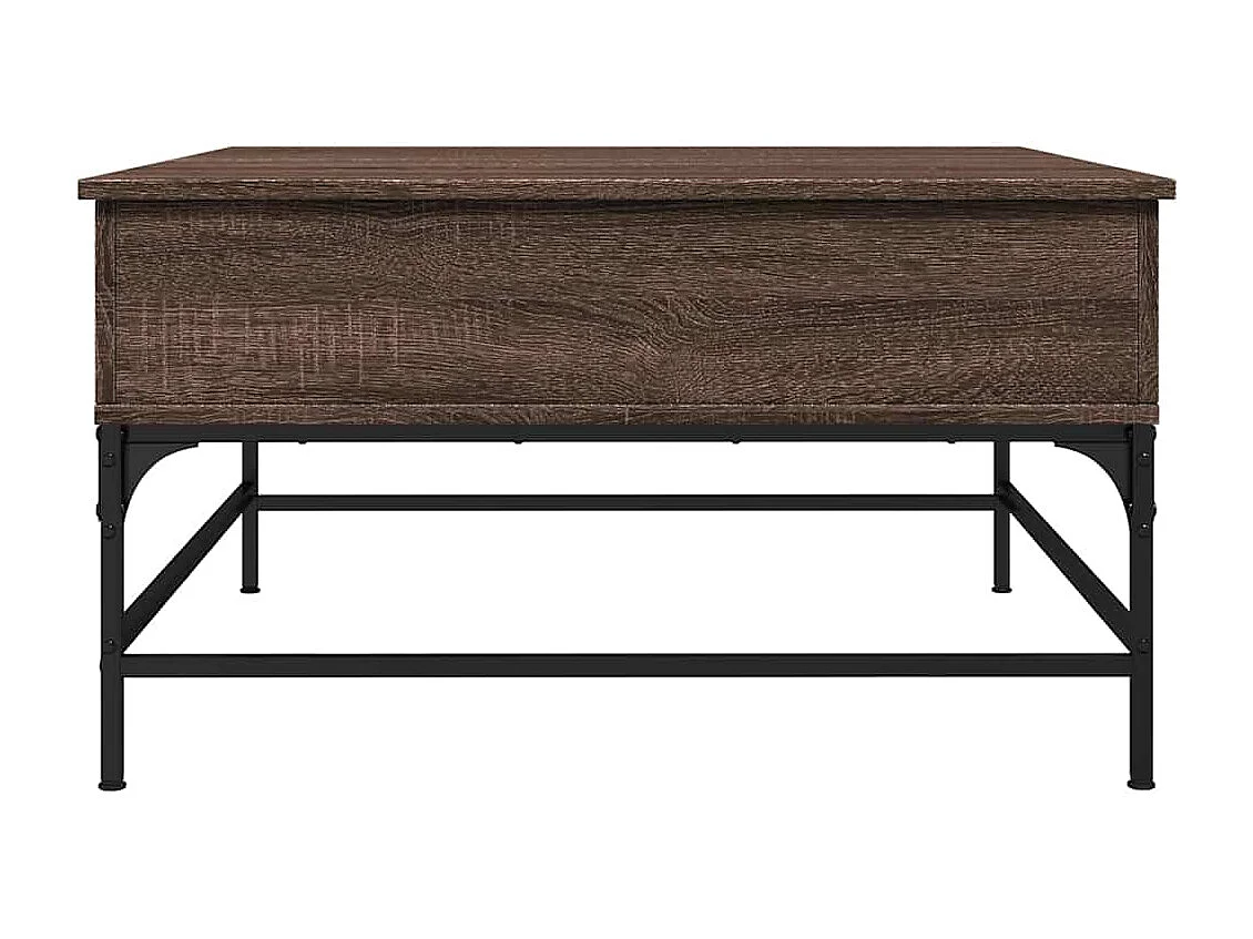 Couchtisch Braun Eichen-Optik 80x80x45 cm Holzwerkstoff Metall