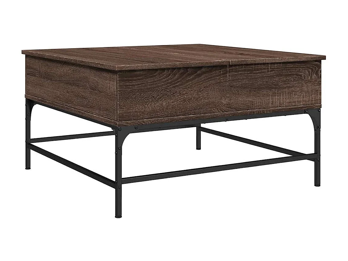Couchtisch Braun Eichen-Optik 80x80x45 cm Holzwerkstoff Metall