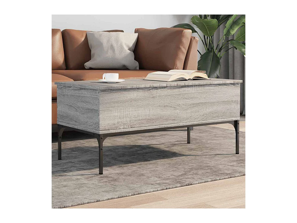 Table basse sonoma gris 100x50x45 cm bois d'ingénierie et métal