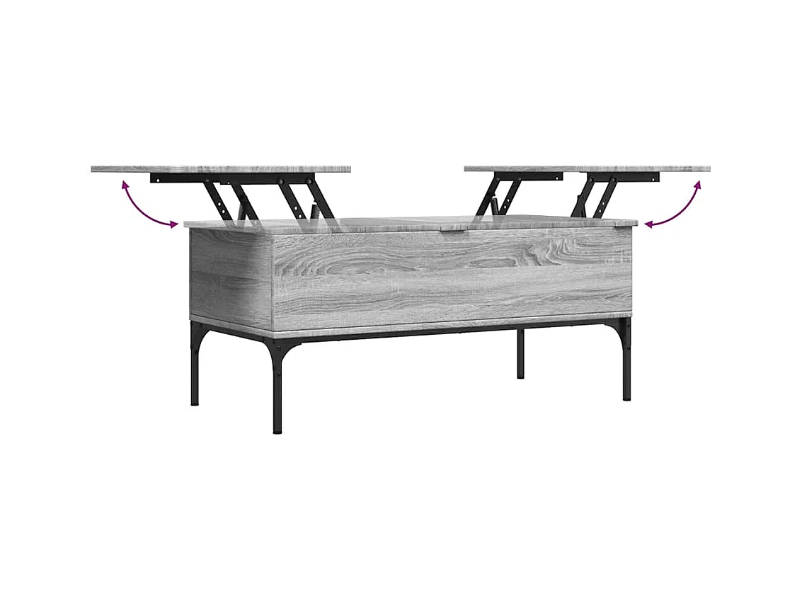 Couchtisch Grau Sonoma 100x50x45 cm Holzwerkstoff und Metall