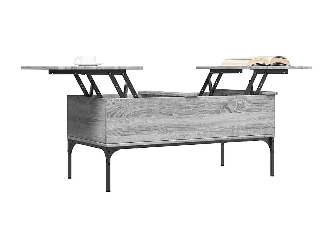 Table basse sonoma gris 100x50x45 cm bois d'ingénierie et métal