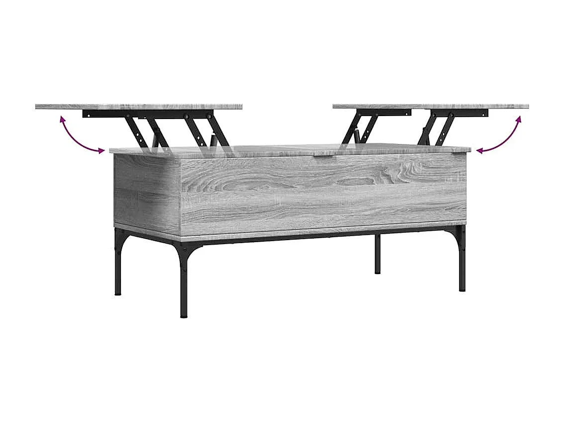 Table basse sonoma gris 100x50x45 cm bois d'ingénierie et métal