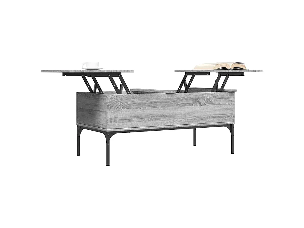 Tavolino Grigio Sonoma 100x50x45 cm Legno Multistrato e Metallo