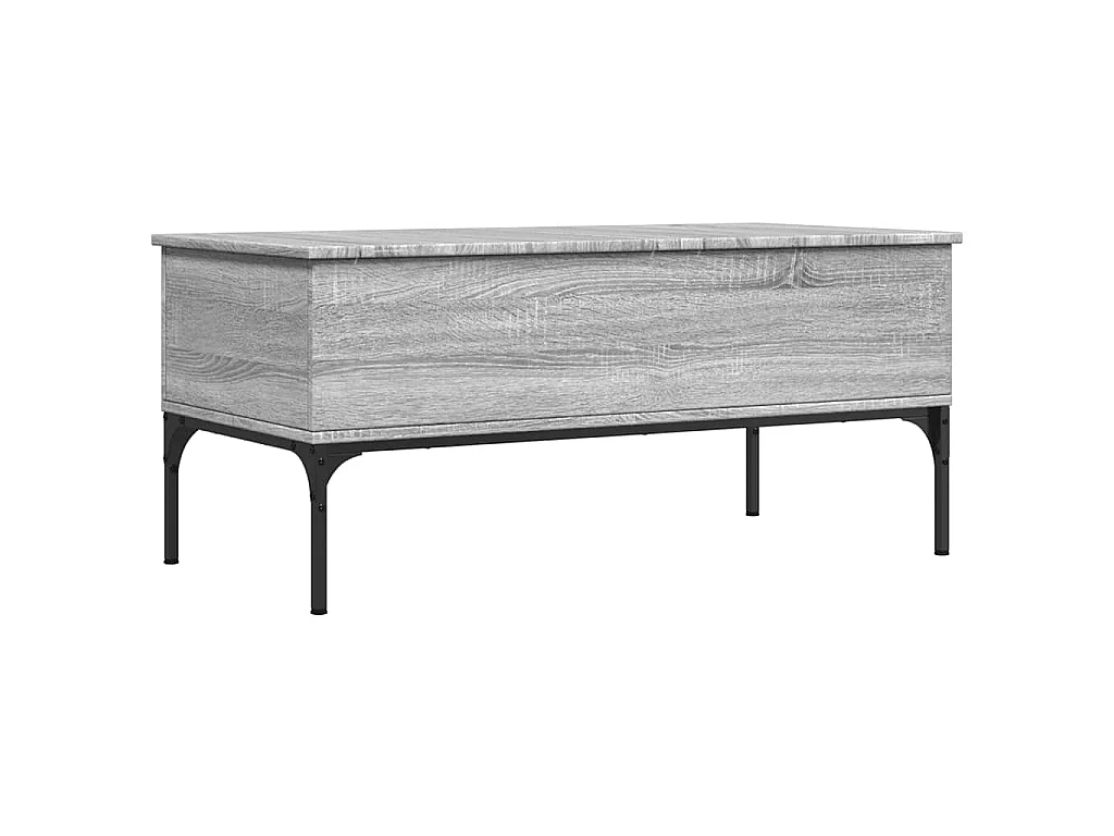 Tavolino Grigio Sonoma 100x50x45 cm Legno Multistrato e Metallo