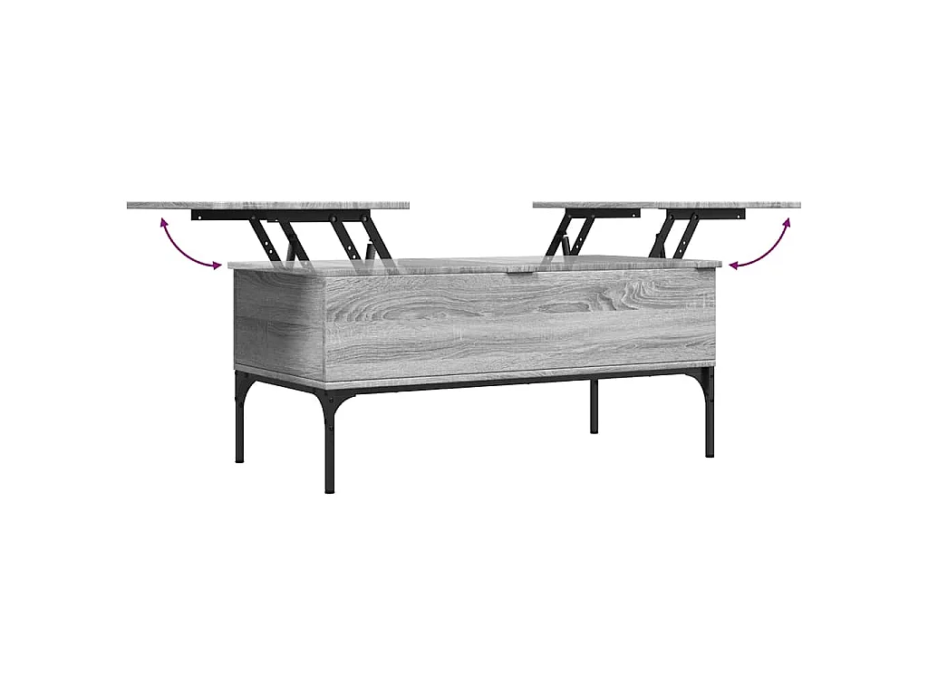 Tavolino Grigio Sonoma 100x50x45 cm Legno Multistrato e Metallo