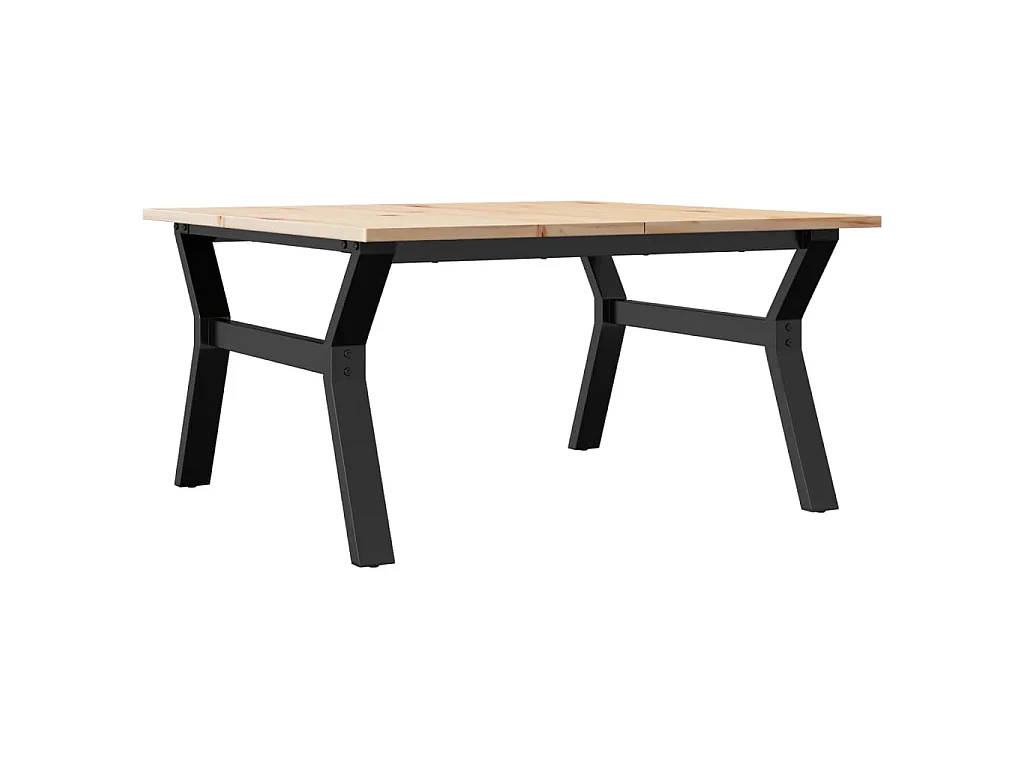 Table basse cadre en Y 80x80x45 cm bois de pin massif et acier