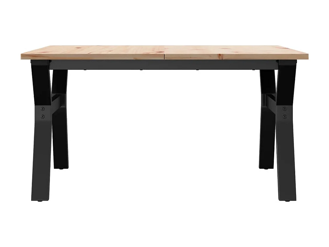 Table basse cadre en Y 80x80x45 cm bois de pin massif et acier