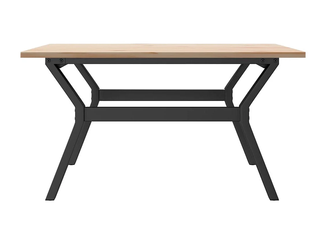 Table basse cadre en Y 80x80x45 cm bois de pin massif et acier