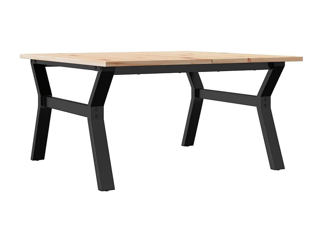 Table basse cadre en Y 80x80x45 cm bois de pin massif et acier