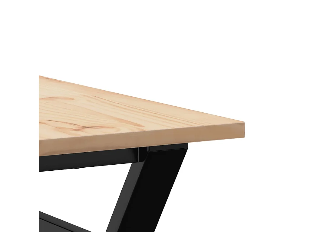Table basse cadre en Y 80x80x45 cm bois de pin massif et acier