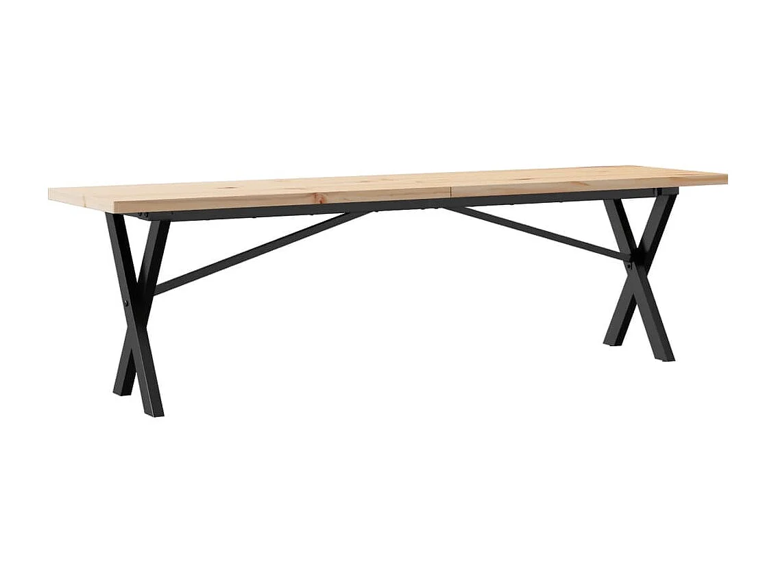 Couchtisch X-Gestell 160x40x45,5 cm Massivholz Kiefer Stahl