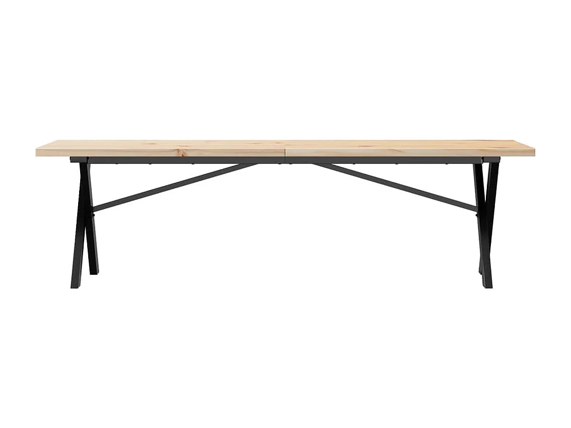 Couchtisch X-Gestell 160x40x45,5 cm Massivholz Kiefer Stahl