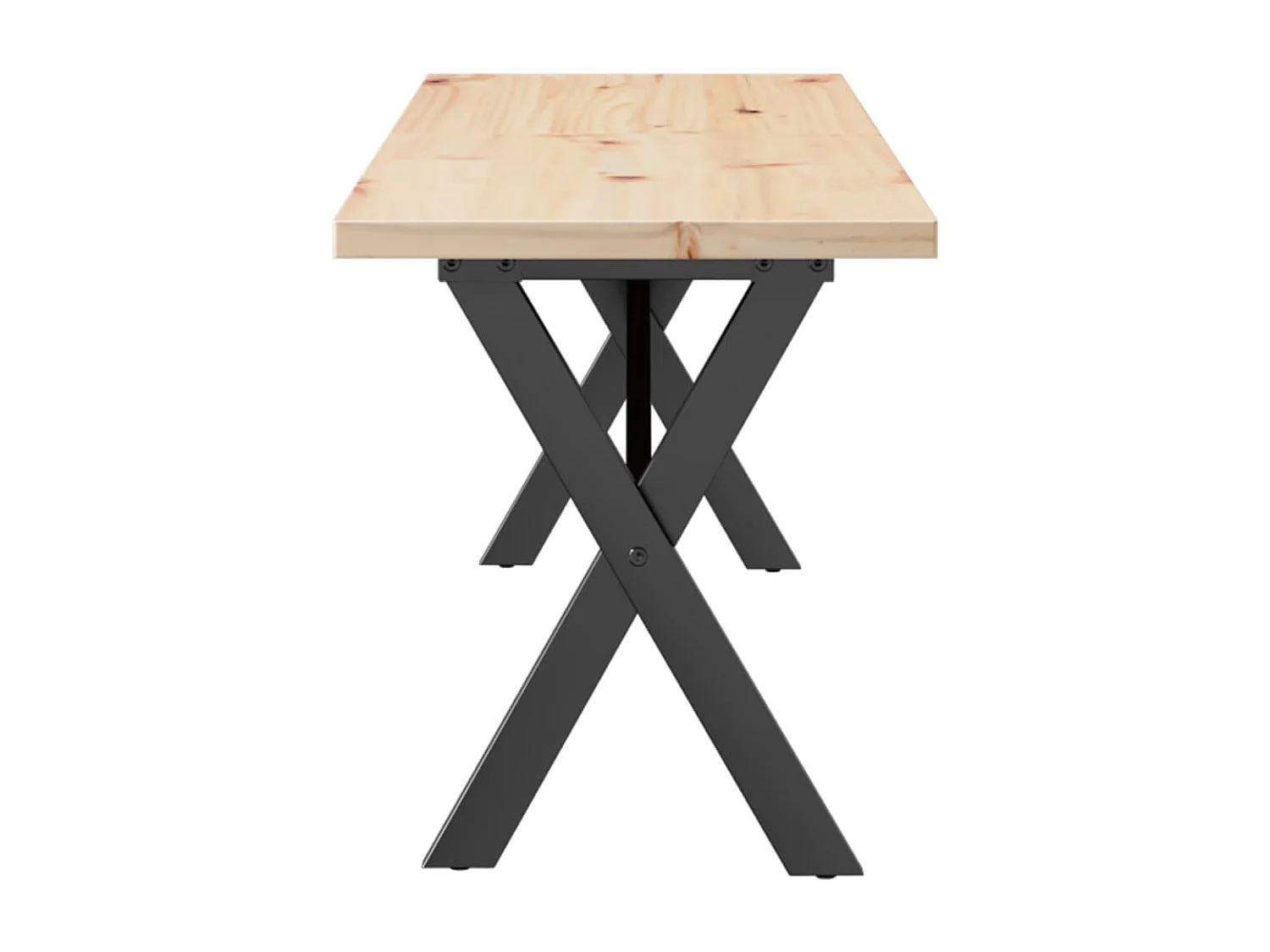 Couchtisch X-Gestell 160x40x45,5 cm Massivholz Kiefer Stahl