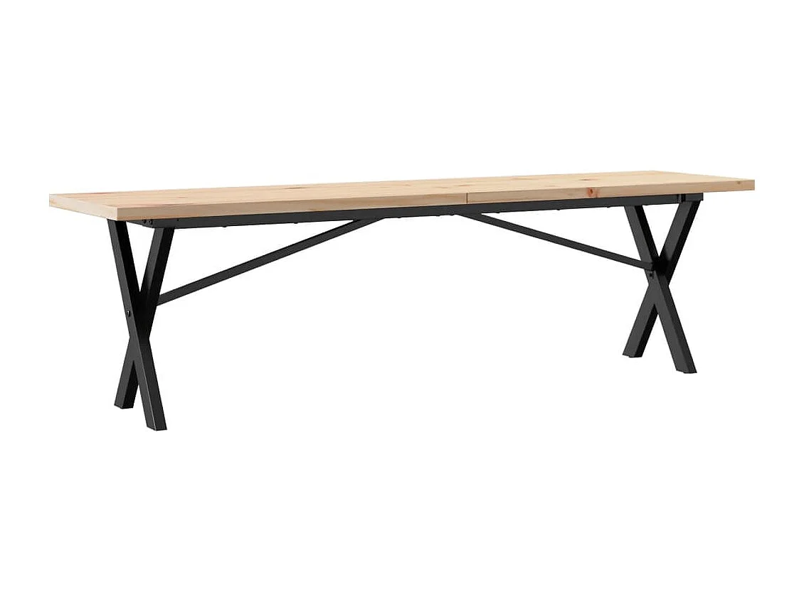 Couchtisch X-Gestell 160x40x45,5 cm Massivholz Kiefer Stahl