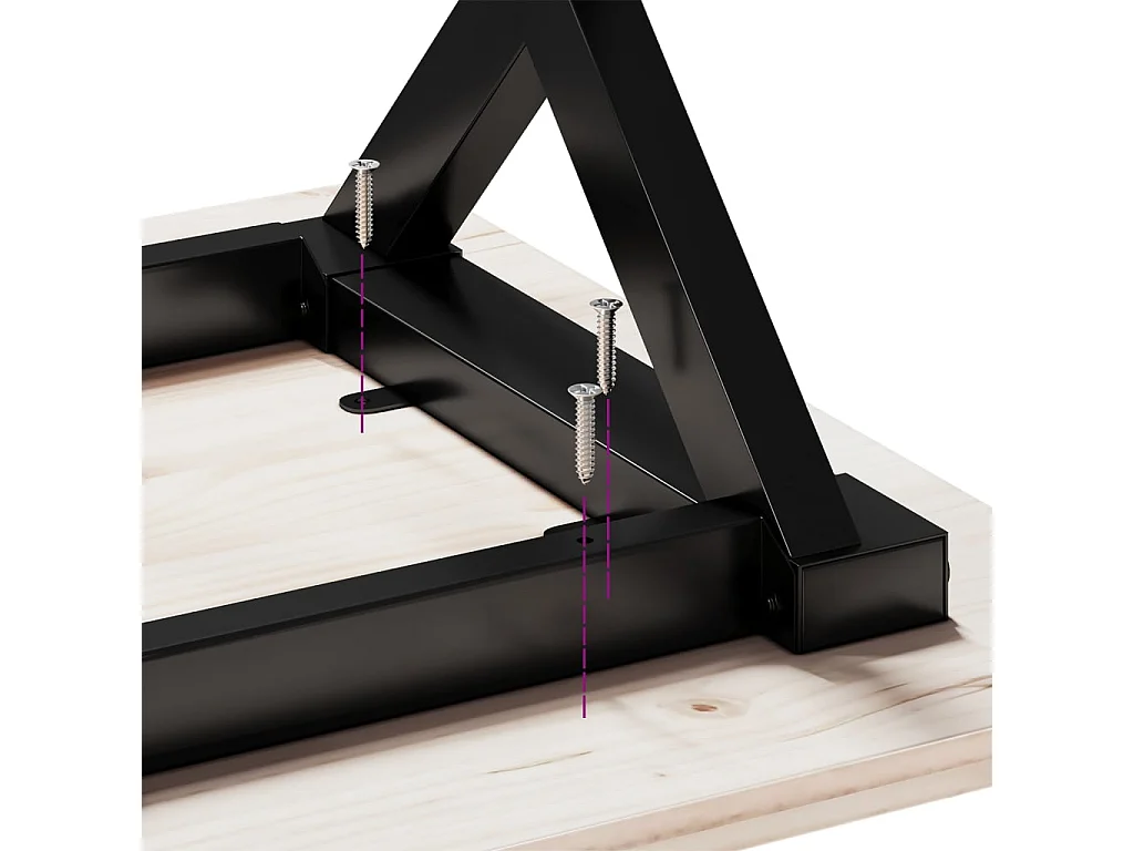 Couchtisch X-Gestell 160x40x45,5 cm Massivholz Kiefer Stahl