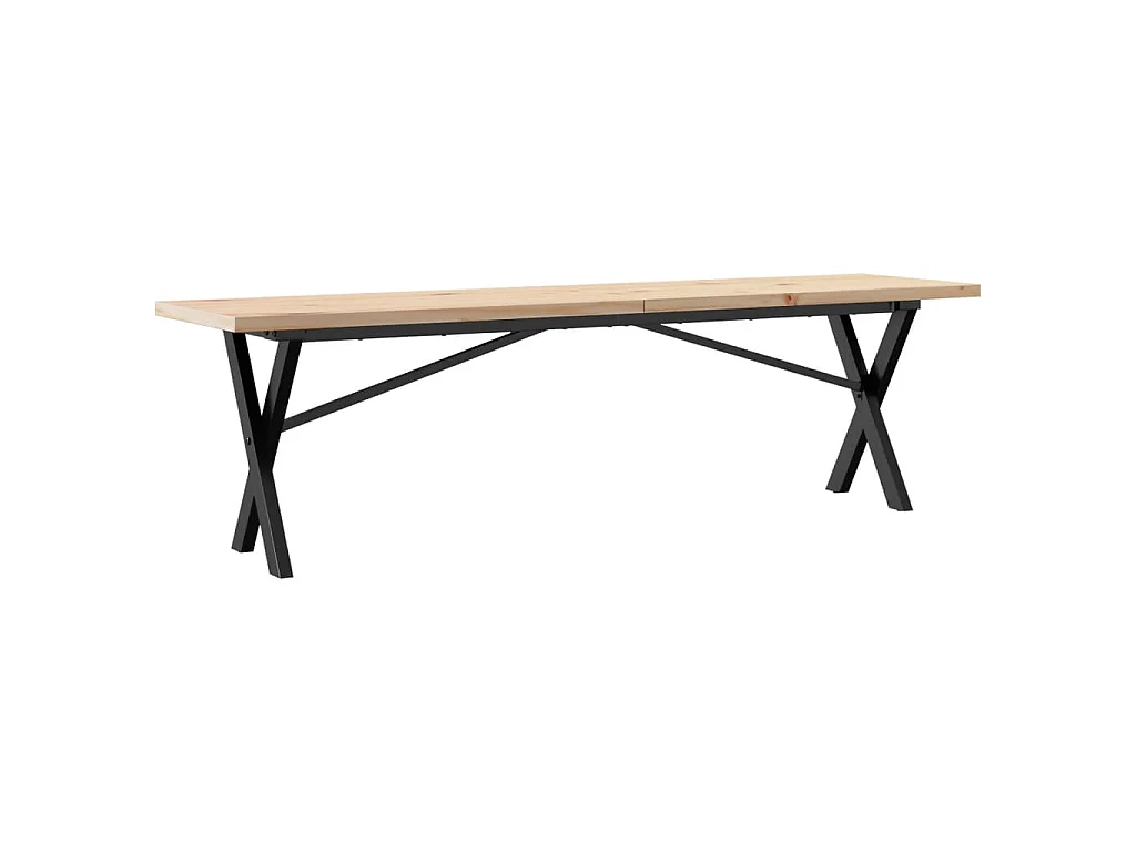 Couchtisch X-Gestell 160x40x45,5 cm Massivholz Kiefer Stahl