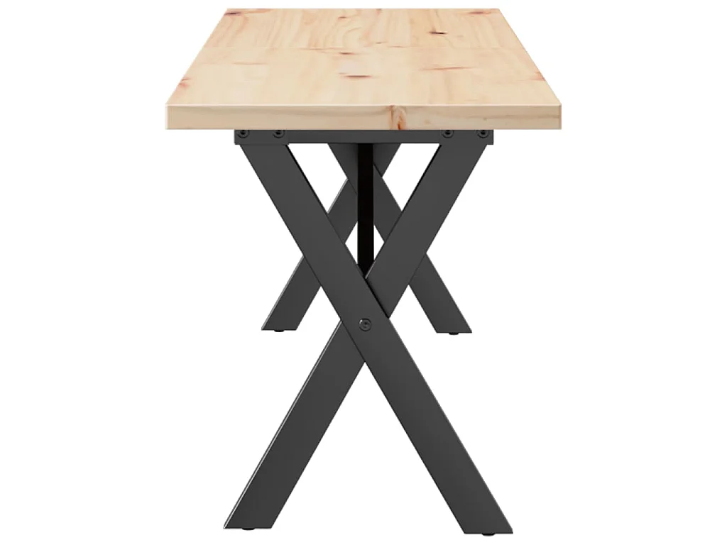 Couchtisch X-Gestell 160x40x45,5 cm Massivholz Kiefer Stahl