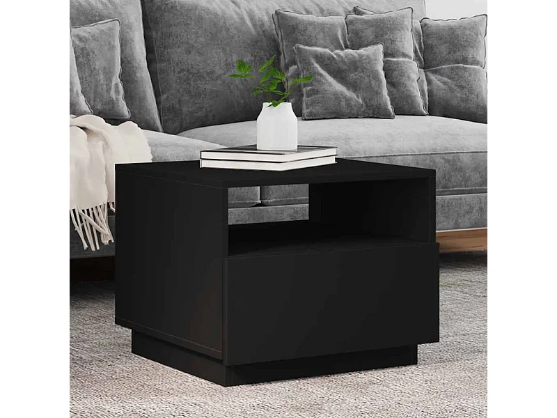 Table basse avec lumières LED noir 50x49x40 cm