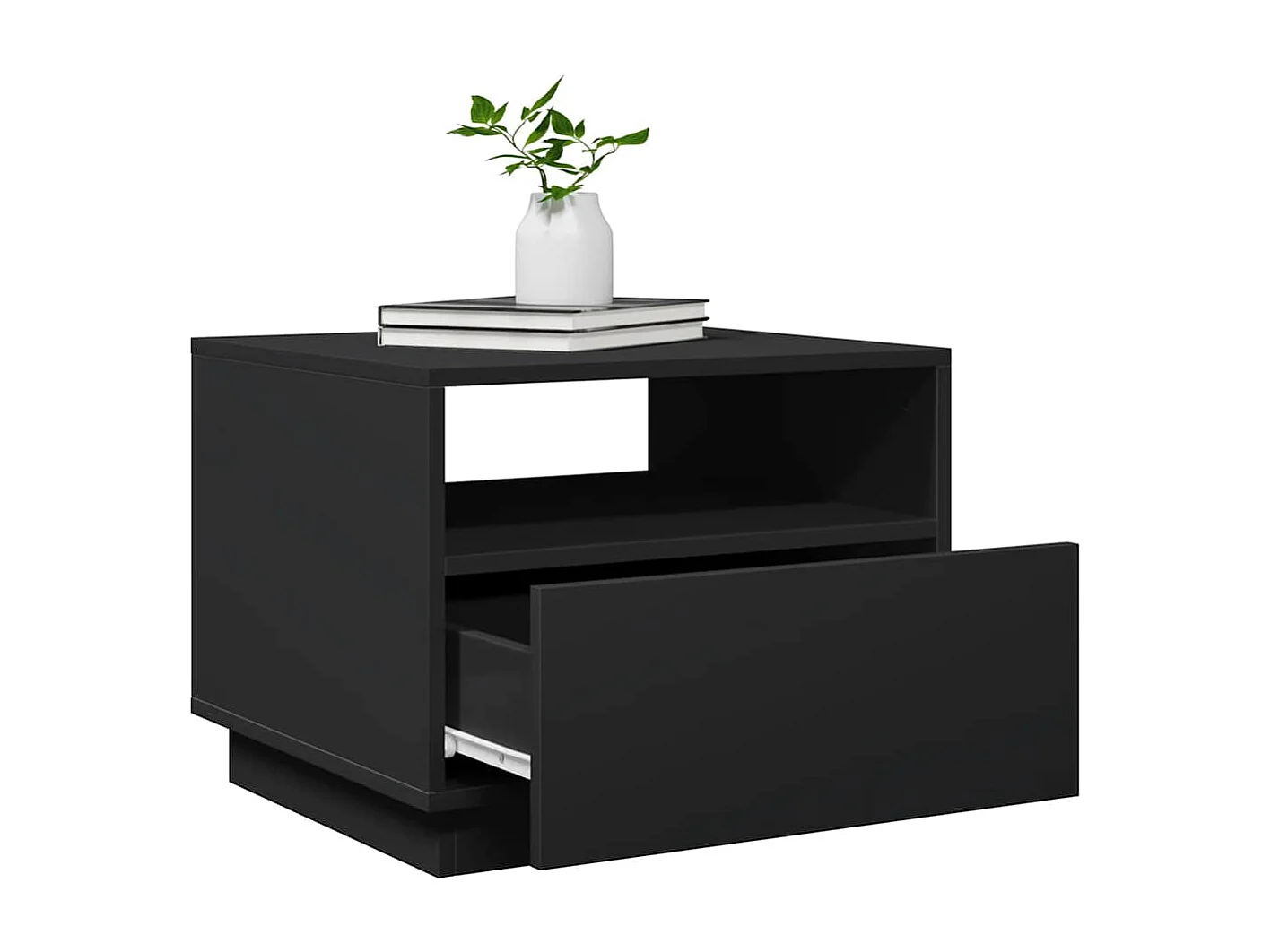 Table basse avec lumières LED noir 50x49x40 cm