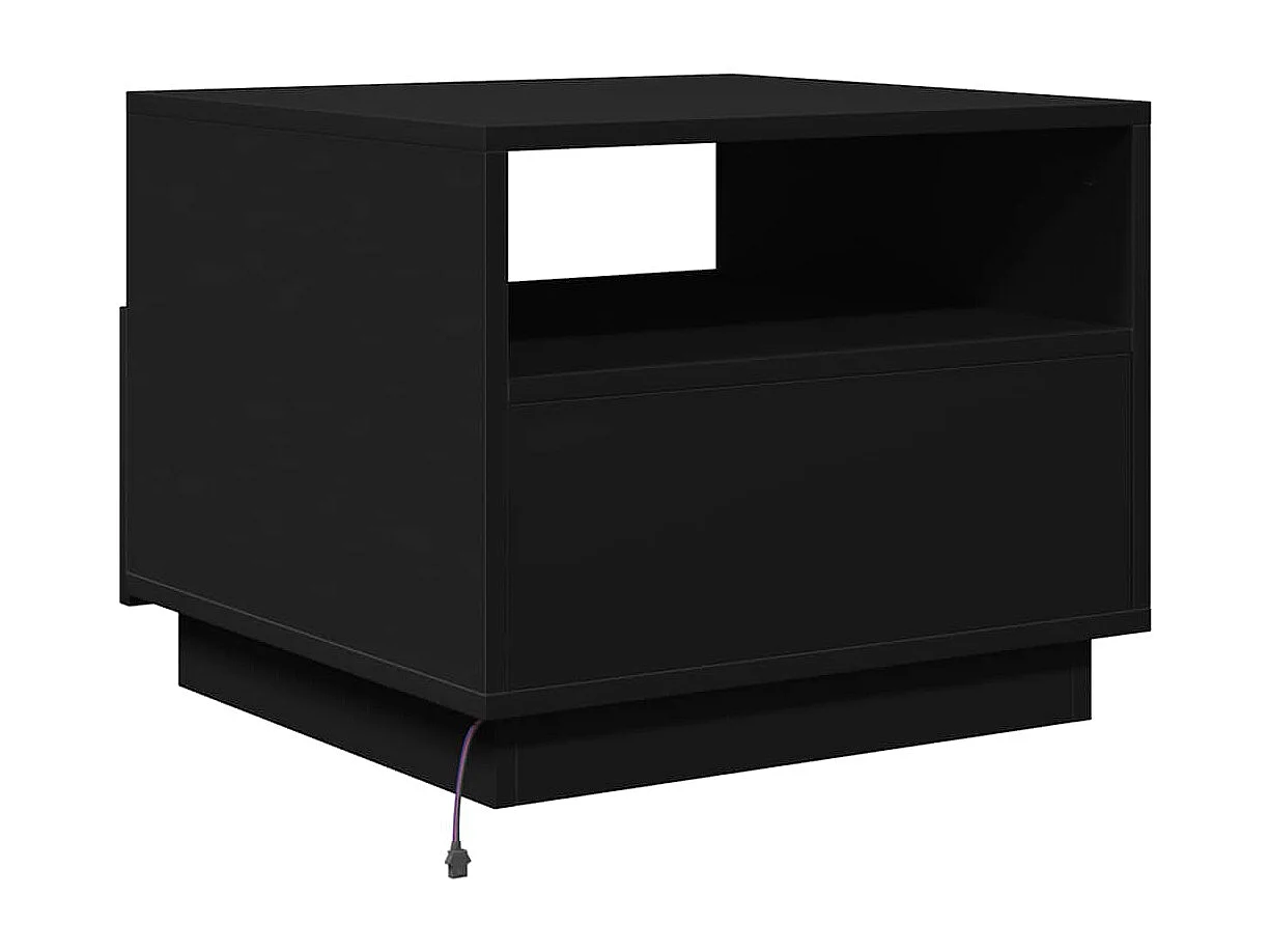 Table basse avec lumières LED noir 50x49x40 cm