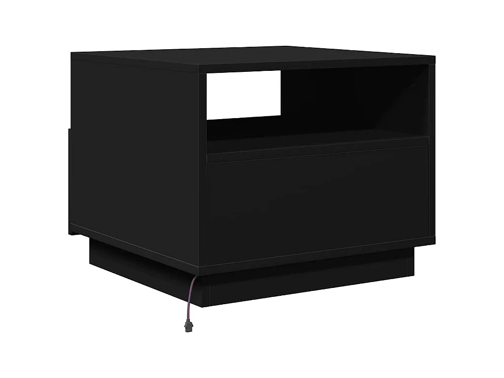 Table basse avec lumières LED noir 50x49x40 cm