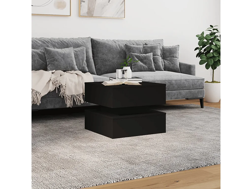 Mesa de centro com luzes LED 50x50x40 cm preto