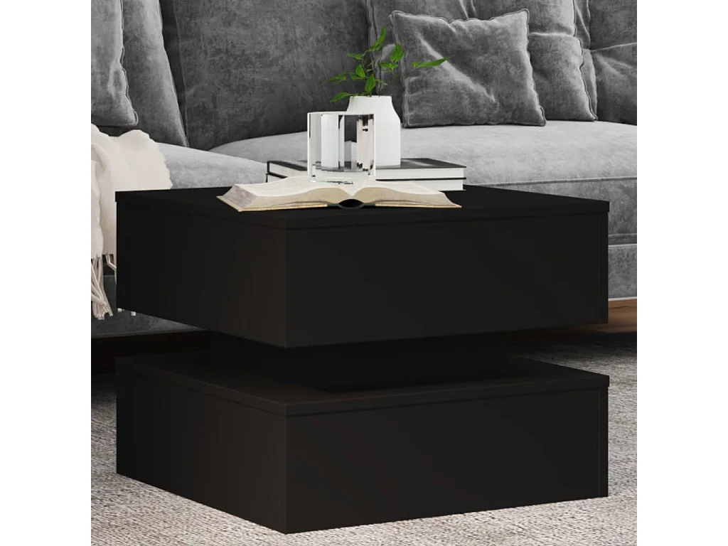 Mesa de centro com luzes LED 50x50x40 cm preto