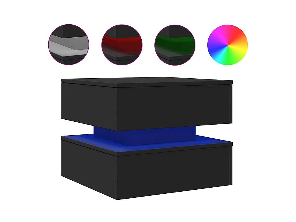 Salontafel met LED-verlichting 50x50x40 cm zwart