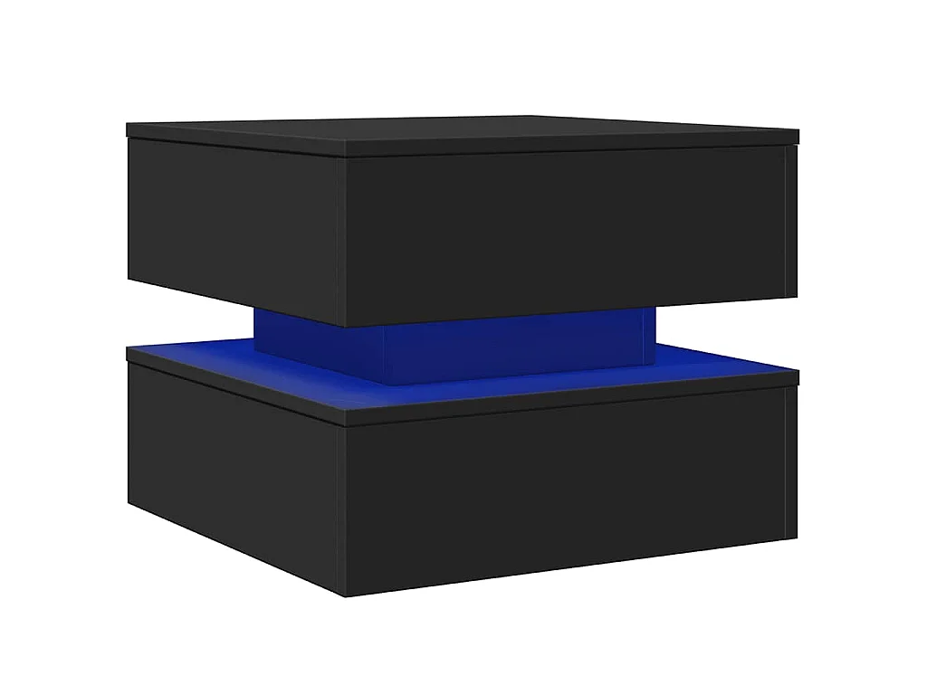 Table basse avec lumières LED noir 50x50x40 cm