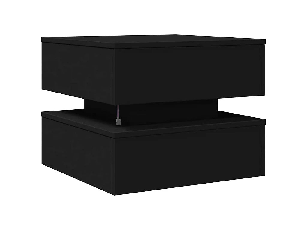 Table basse avec lumières LED noir 50x50x40 cm