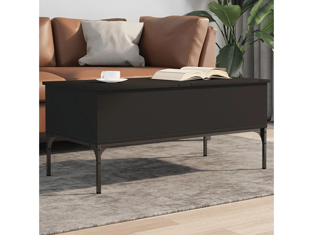 Couchtisch Schwarz 100x50x45 cm Holzwerkstoff und Metall