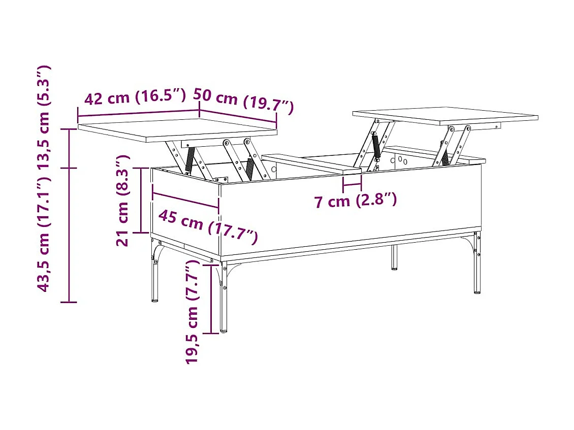 Couchtisch Schwarz 100x50x45 cm Holzwerkstoff und Metall