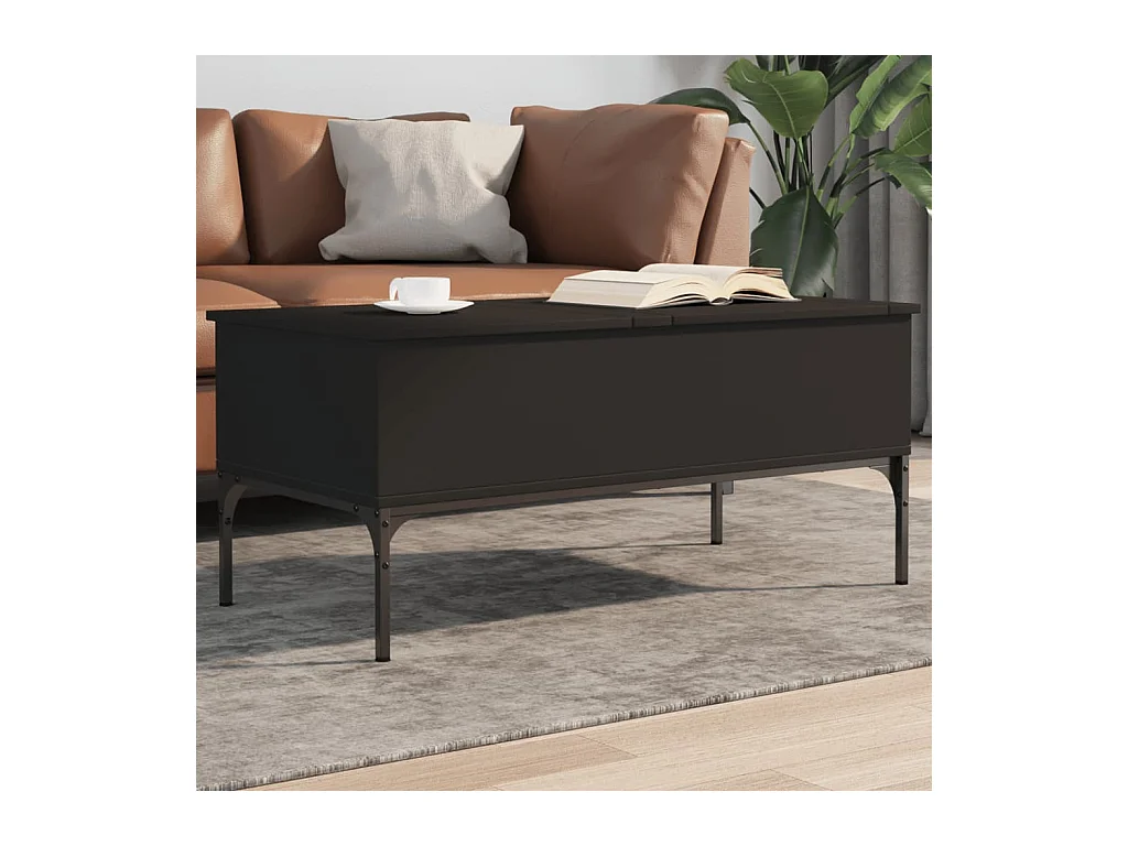 Table basse noir 100x50x45 cm bois d'ingénierie et métal