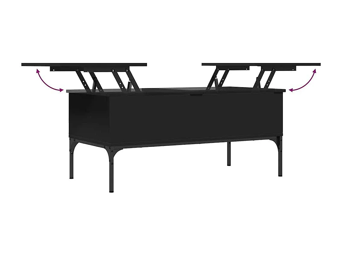 Table basse noir 100x50x45 cm bois d'ingénierie et métal