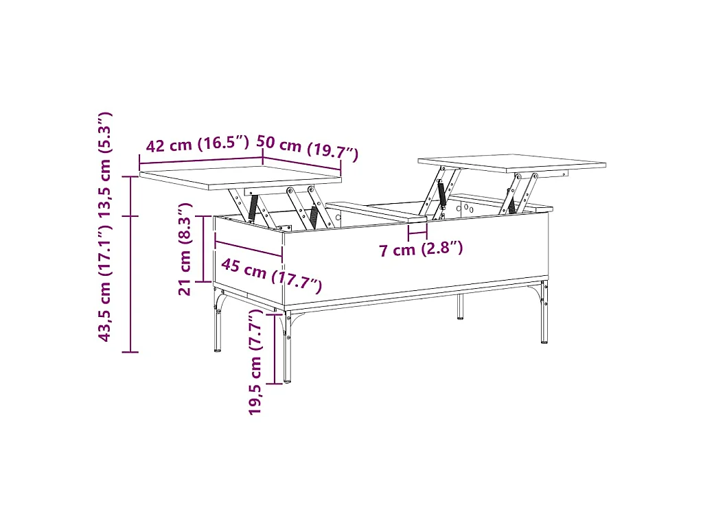 Couchtisch Schwarz 100x50x45 cm Holzwerkstoff und Metall