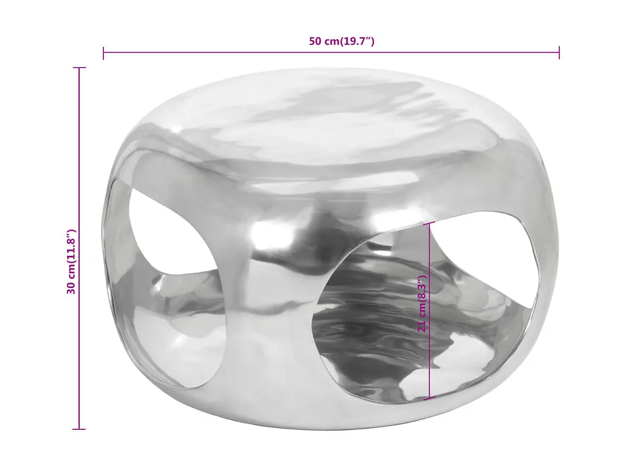 Table basse aluminium 50x50x30 cm argenté