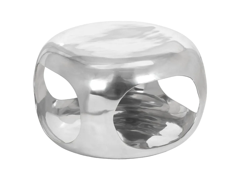 Table basse aluminium 50x50x30 cm argenté