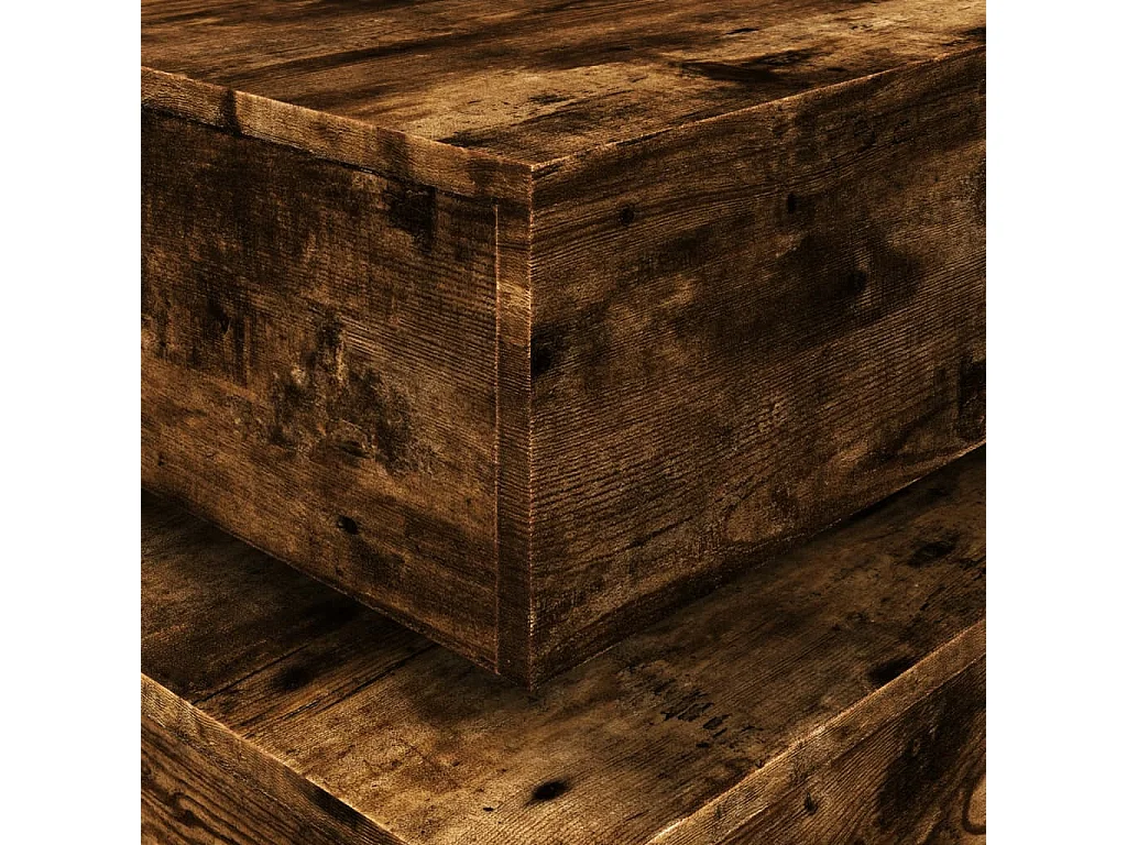 Table basse avec lumières LED chêne fumé 50x50x40 cm