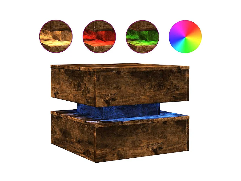 Couchtisch mit LED-Leuchten Räuchereiche 50x50x40 cm