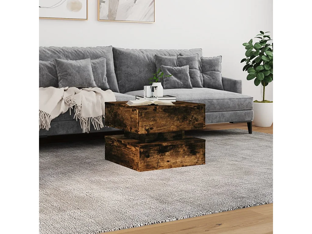 Couchtisch mit LED-Leuchten Räuchereiche 50x50x40 cm
